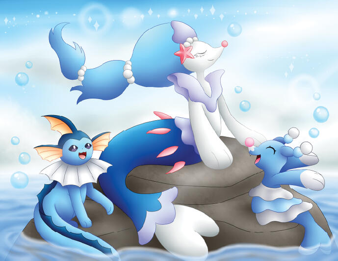 Primarina, Brionne, Vaporeon